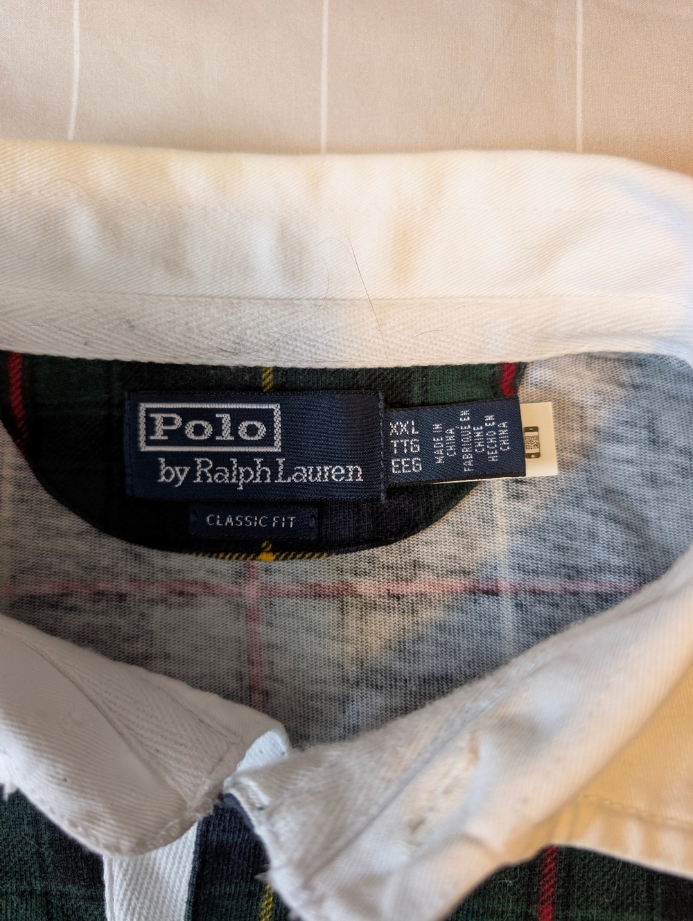 Polo Ralph Lauren Green Navy Tartan Plaid Rugby Shirt XXL - Picture 4 of 4